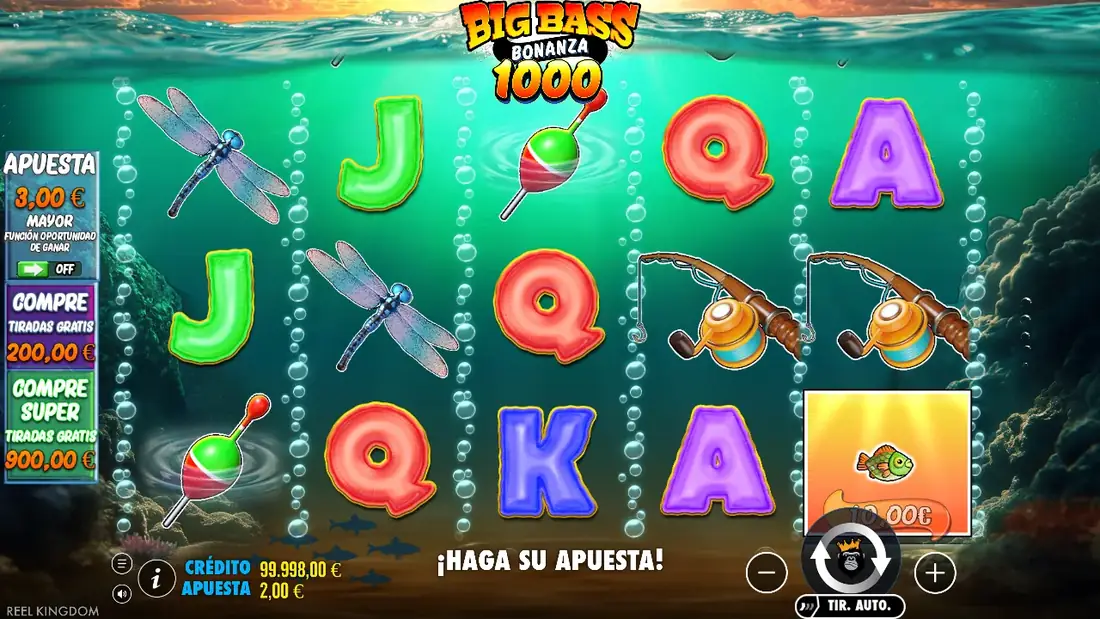 Un giro de Big Bass Bonanza 1000 en la demo